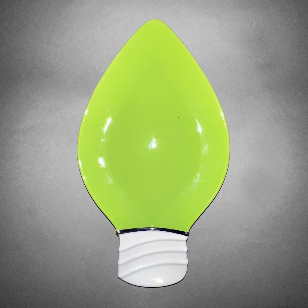 Bright Green Christmas Light Bulb Serving Plate